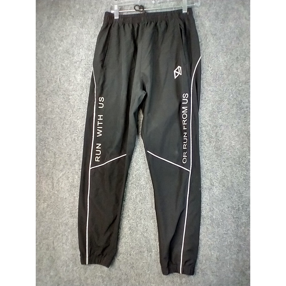 Rawgear Track Pants Mens Small Black Run With Us Graphic Joggers